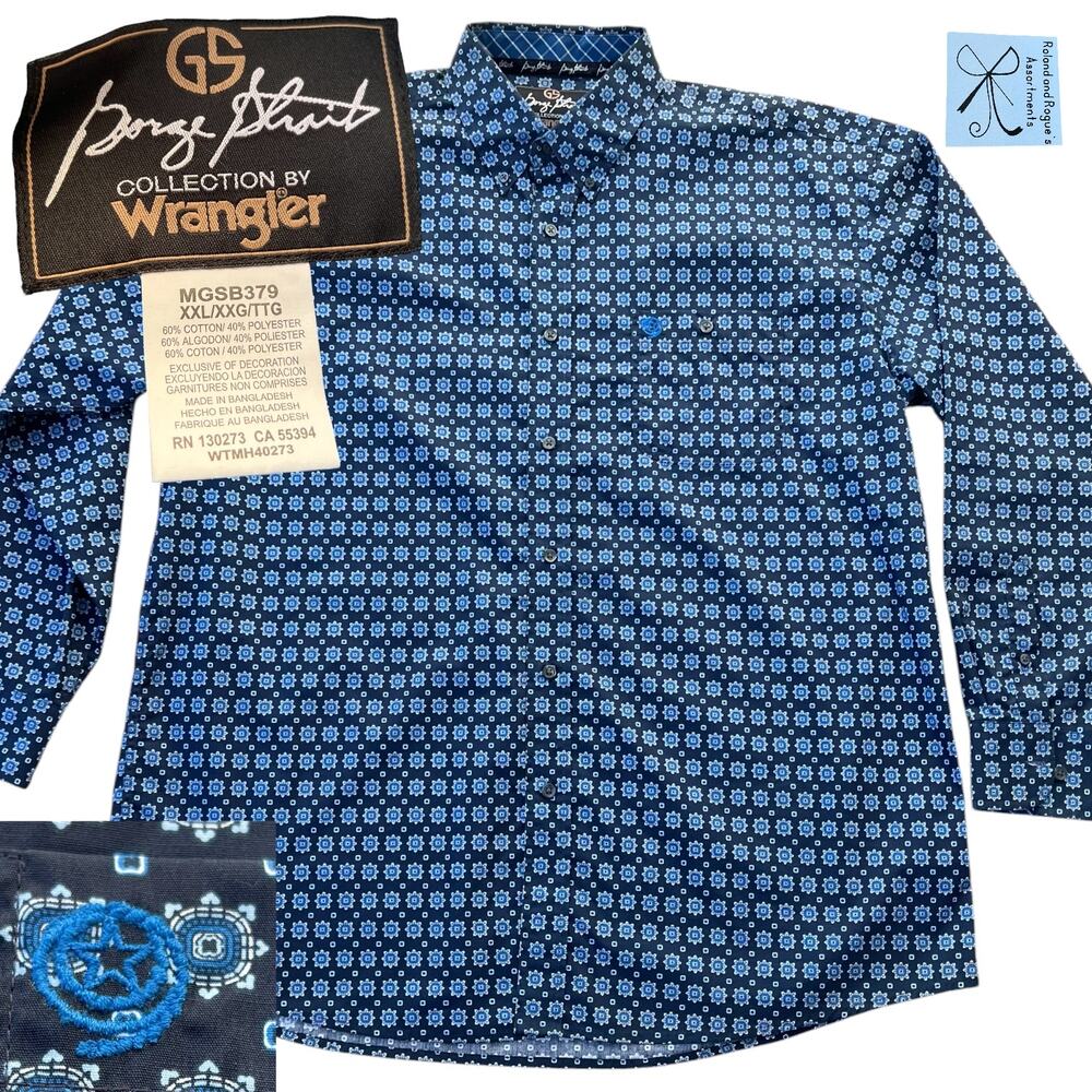 George Strait Collection by Wrangler Western Geo Floral Print Shirt Men's Sz XXL